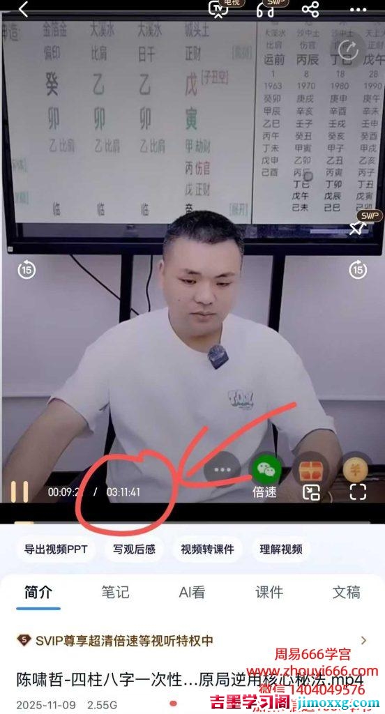 陈啸哲四柱八字一次性掌握八字原局流向吉神顺用和原局逆用核心秘法视频1集